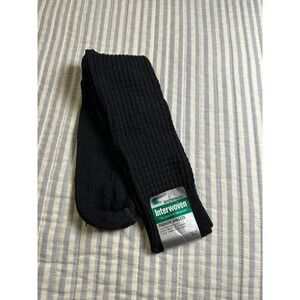 Interwoven Vintage Black Ribbed Fashion Anklet Socks Mens One Size 10-13 USA